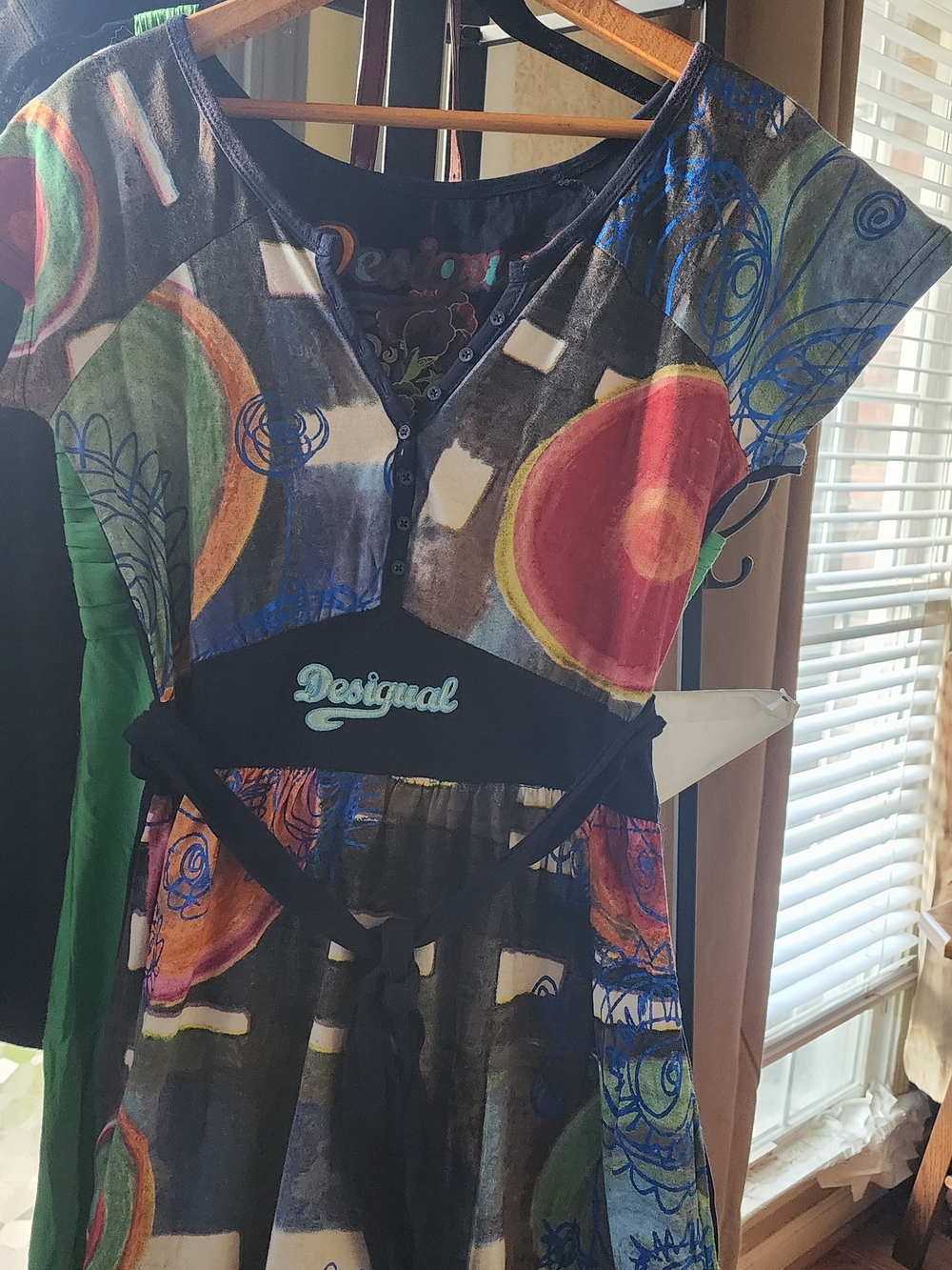 Vintage Desigual Y2K Fairy Boho Floral‎  Multicolor Embroidered Dress Size S